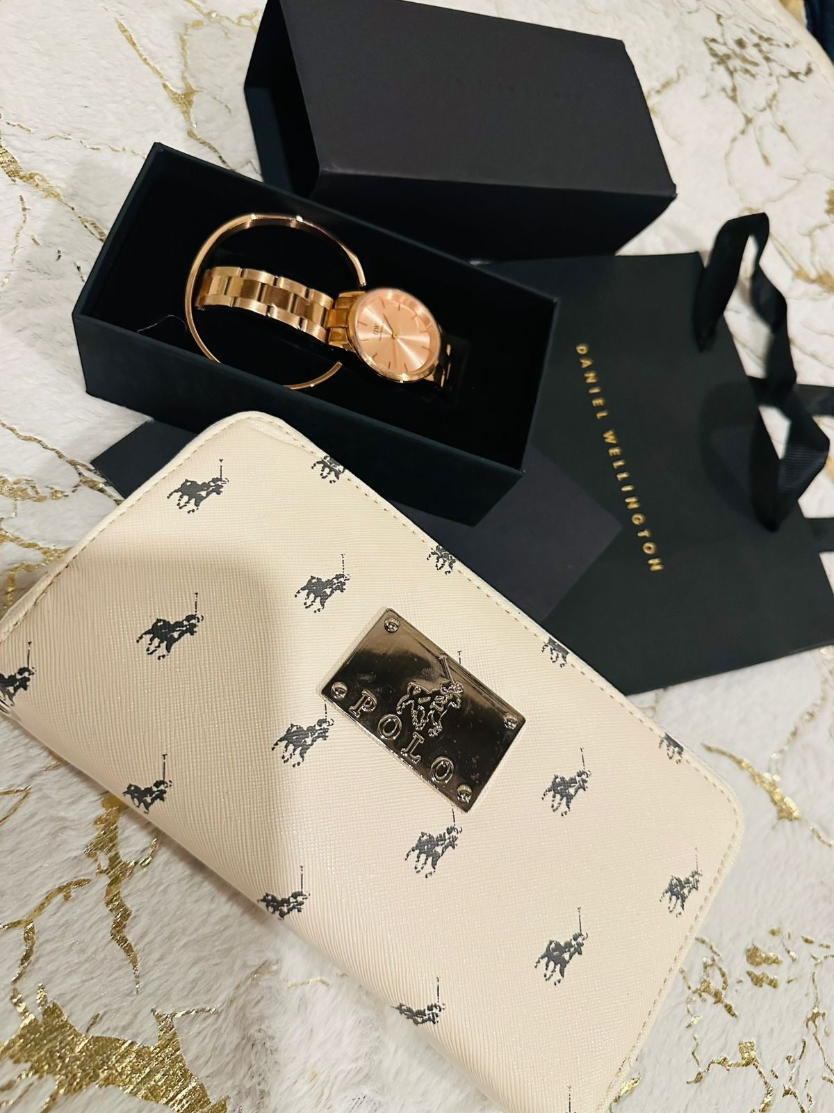 CLUTCH BAG, LADIES WATCH COMBO